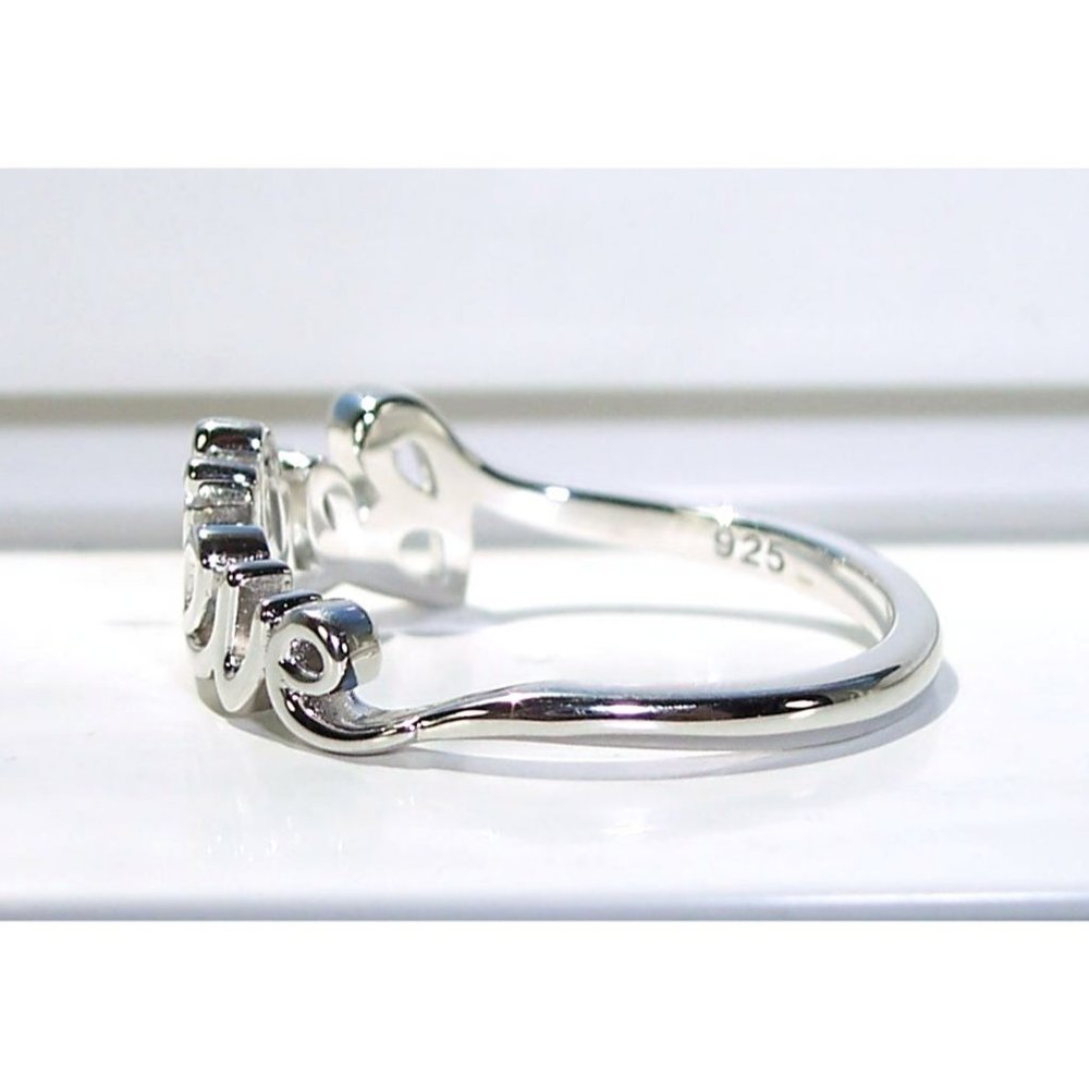 925 Sterling Silver "Believe" Script Ring Inspira… - image 8